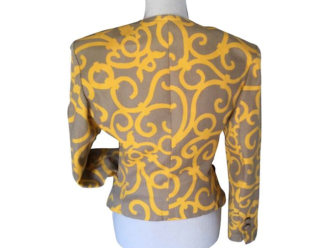 Chaqueta Yves Saint Laurent de algodón beige con botón dorado Amarillo - vista 2