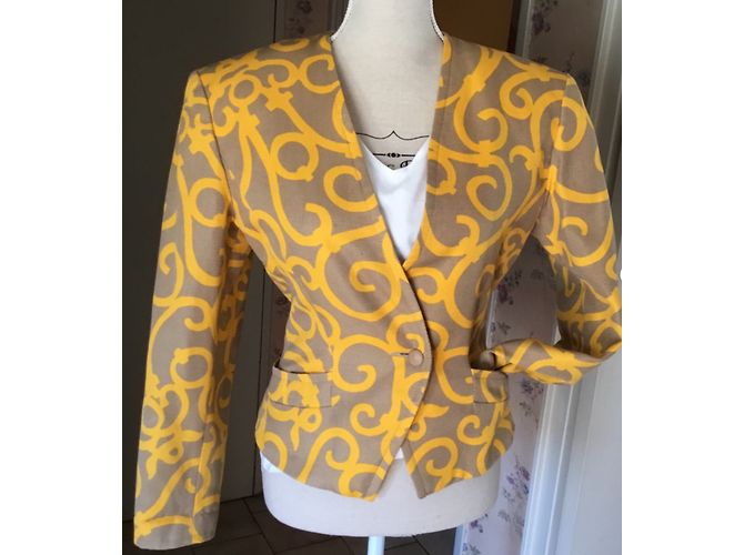 Chaqueta Yves Saint Laurent de algodón beige con botón dorado Amarillo - vista 3