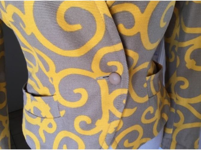 Chaqueta Yves Saint Laurent de algodón beige con botón dorado Amarillo - vista 4