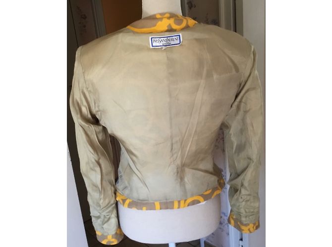 Chaqueta Yves Saint Laurent de algodón beige con botón dorado Amarillo - vista 6