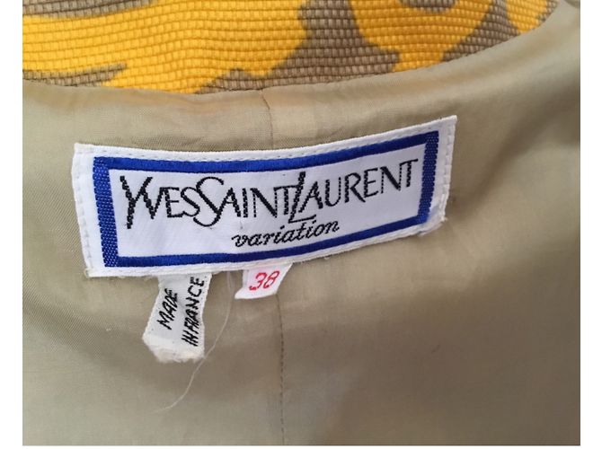 Chaqueta Yves Saint Laurent de algodón beige con botón dorado Amarillo - vista 7