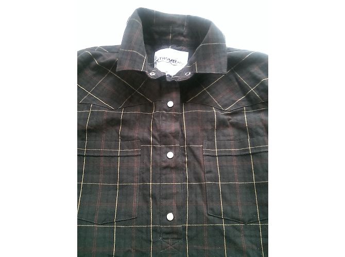 Vestido camisa Thomsen de algodón con cuadros negro - vista 3