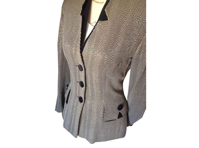 Autre Marque BLAZER CHIC CON CHEVRONS DORATI E NERI Nero - vista 2
