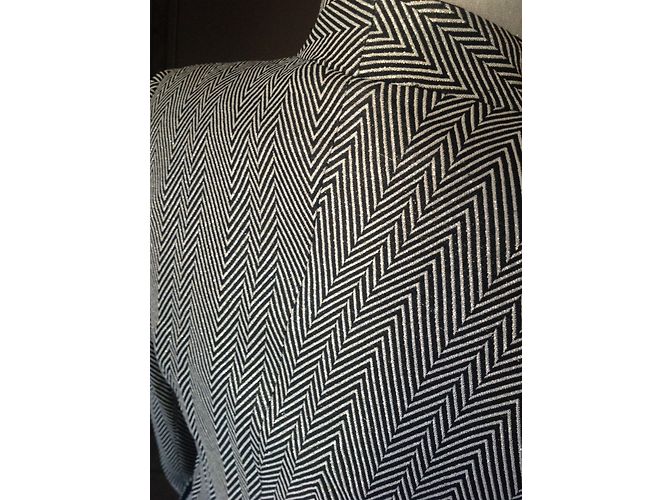 Autre Marque BLAZER CHIC CON CHEVRONS DORATI E NERI Nero - vista 4