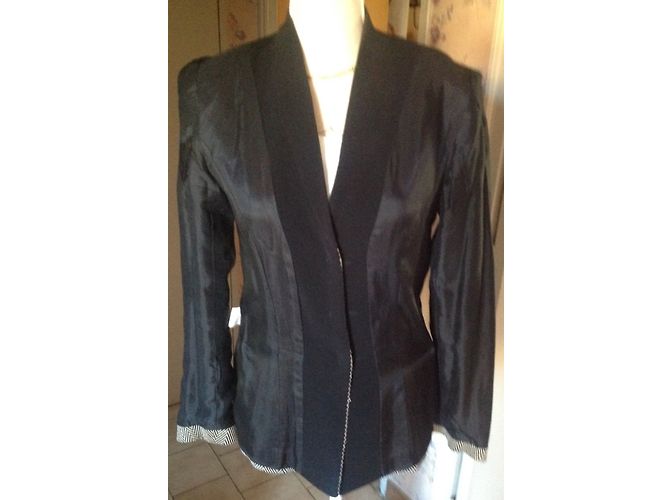 Autre Marque BLAZER CHIC CON CHEVRONS DORATI E NERI Nero - vista 5