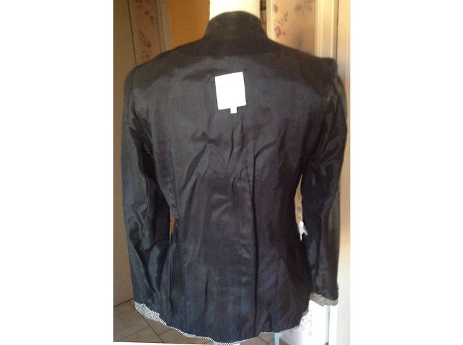 Autre Marque BLAZER CHIC CON CHEVRONS DORATI E NERI Nero - vista 6