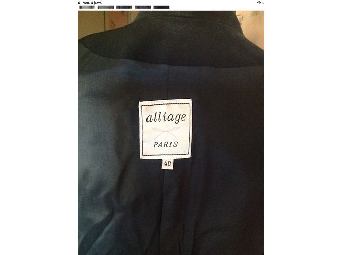 Autre Marque BLAZER CHIC CON CHEVRONS DORATI E NERI Nero - vista 7