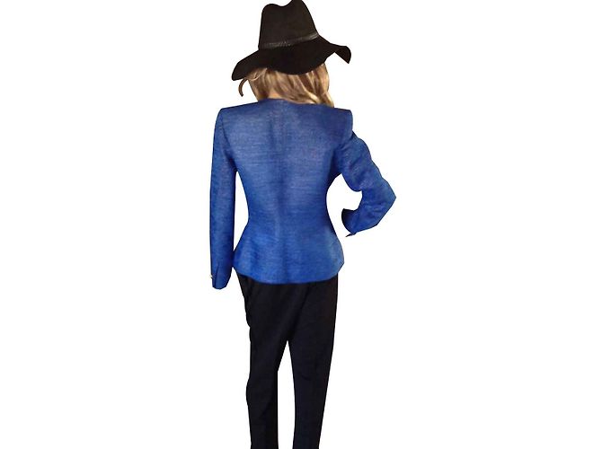 Yves Saint Laurent BLAZER CHYC BLUE SETA E FILO D'ORO Blu chiaro - vista 2