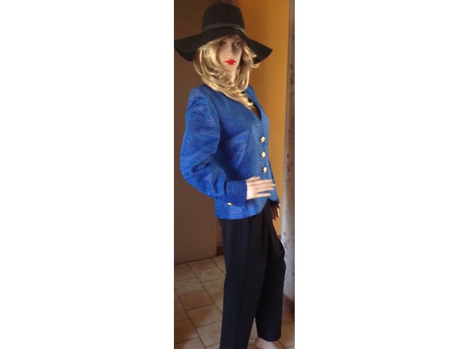 Yves Saint Laurent BLAZER CHYC BLUE SETA E FILO D'ORO Blu chiaro - vista 3