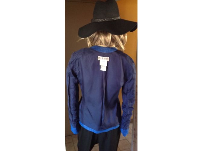 Yves Saint Laurent BLAZER CHYC BLUE SETA E FILO D'ORO Blu chiaro - vista 4