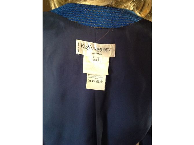 Yves Saint Laurent BLAZER CHYC BLUE SETA E FILO D'ORO Blu chiaro - vista 5