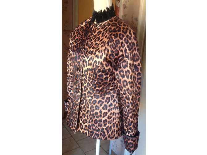 Autre Marque FABRICE KAN BLAZER IN LEOPARD DI SATIN E LE PIANTE DI CHAPON Stampa leopardo - vista 4