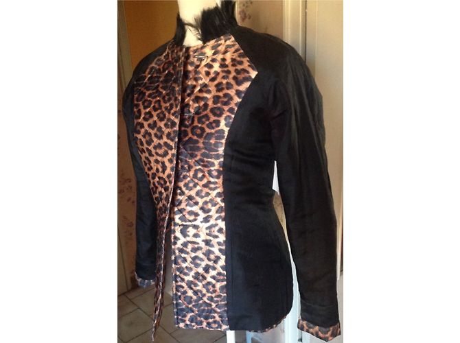 Autre Marque FABRICE KAN BLAZER IN LEOPARD DI SATIN E LE PIANTE DI CHAPON Stampa leopardo - vista 6
