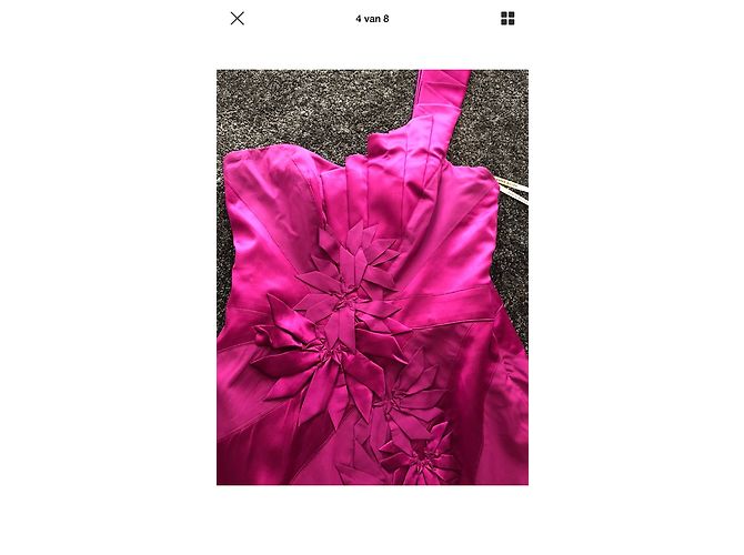Karen Millen One Shoulder Midikleid Fuchsia Baumwolle - Ansicht 4