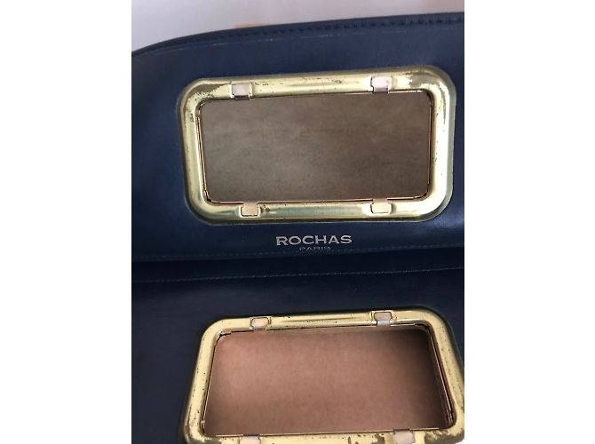 Clutch Rochas in pelle beige e blu navy - vista 3
