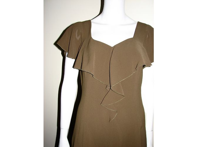 Autre Marque Adrianna Papell Chiffon Kleid Khaki - Ansicht 3