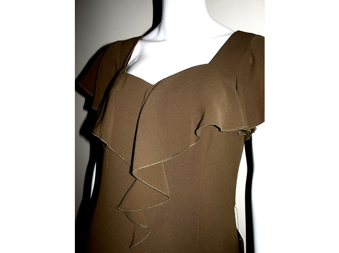 Autre Marque Adrianna Papell Chiffon Kleid Khaki - Ansicht 4