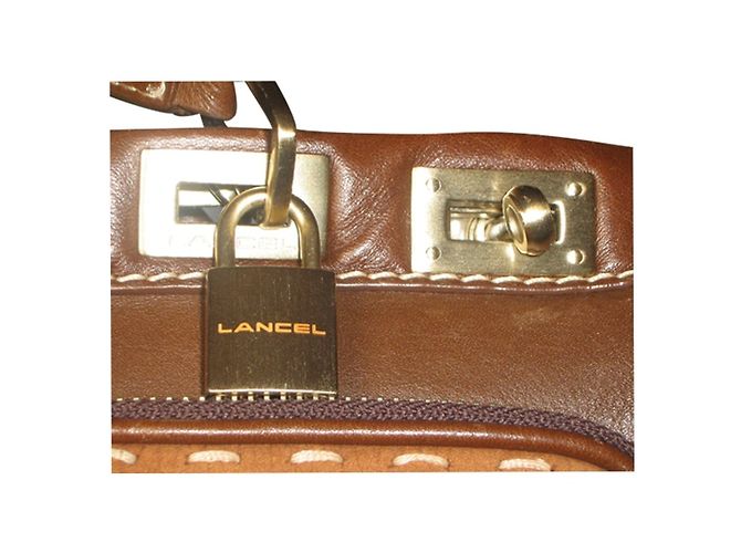 Borsa a mano Lancel in pelle e pelle di cervo marrone - vista 3