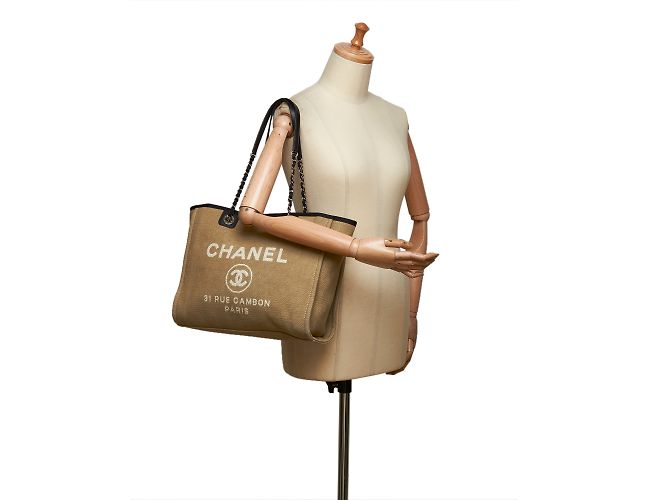 Chanel Piccola borsa Deauville Marrone Nero Beige - Ansicht 9