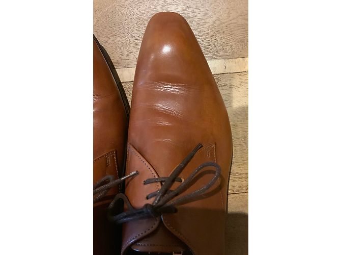 Prada Derby in pelle liscia color tabacco T. 8 (42) Cognac - vista 13