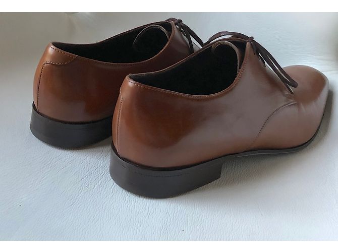 Prada Derby in pelle liscia color tabacco T. 8 (42) Cognac - vista 5