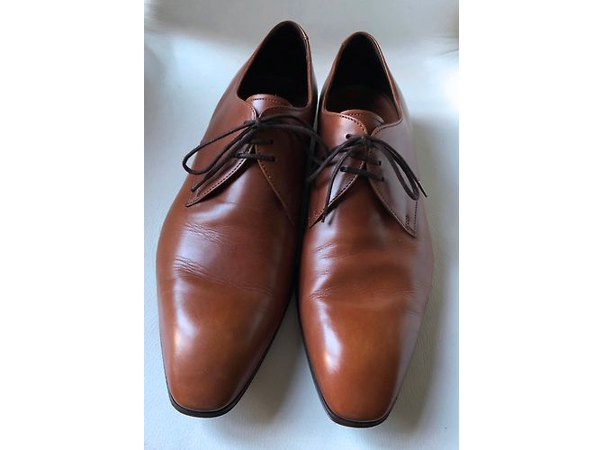 Prada Derby in pelle liscia color tabacco T. 8 (42) Cognac - vista 6