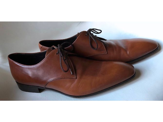 Prada Derby in pelle liscia color tabacco T. 8 (42) Cognac - vista 7