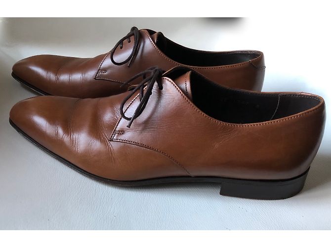 Prada Derby in pelle liscia color tabacco T. 8 (42) Cognac - vista 8