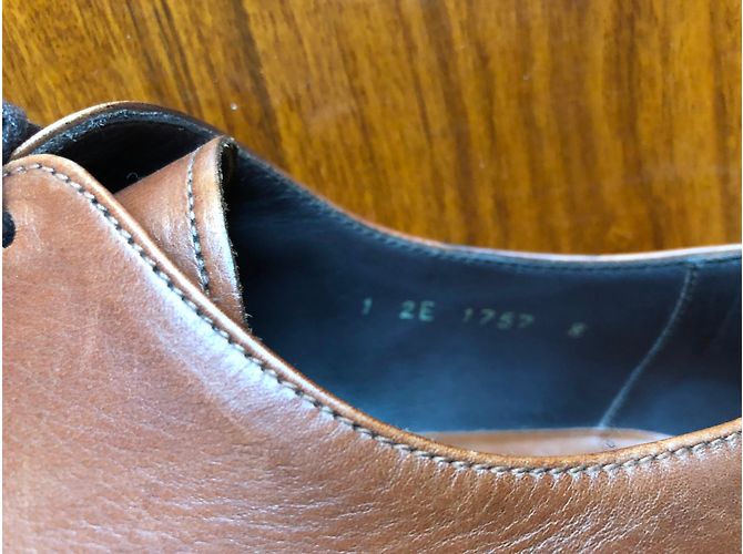 Prada Derby in pelle liscia color tabacco T. 8 (42) Cognac - vista 9