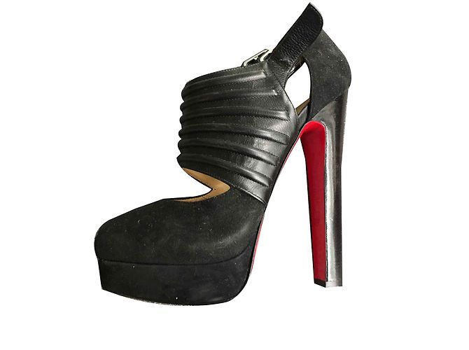 Décolleté Christian Louboutin in pelle nera 16cm - vista 2