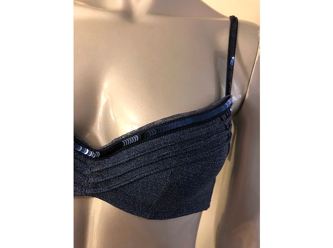Reggiseno Chantal Thomass blu denim con paillettes - vista 2