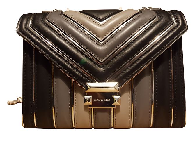 Michael Kors Whitney sac bandoulière en cuir matelassé noir gris - vue 2