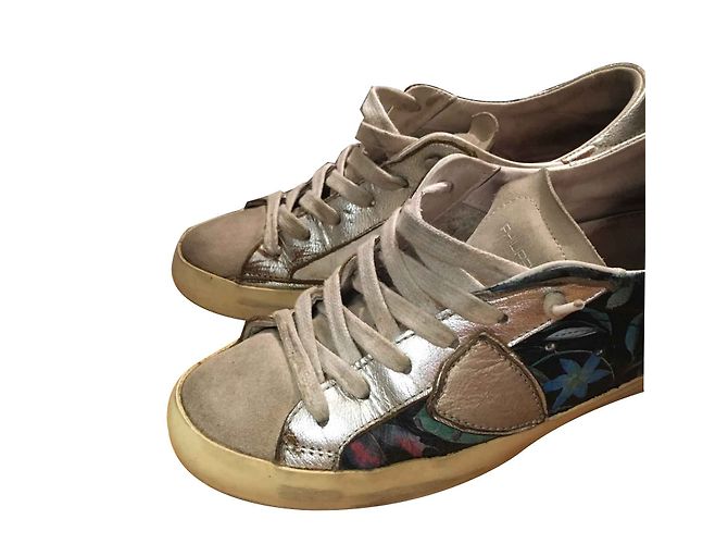 Philippe Model Philippe Sneaker Weiß Leder Silberne Blumen 37 - Ansicht 2