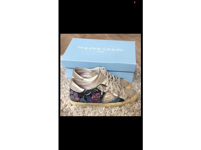 Philippe Model Philippe Sneaker Weiß Leder Silberne Blumen 37 - Ansicht 4