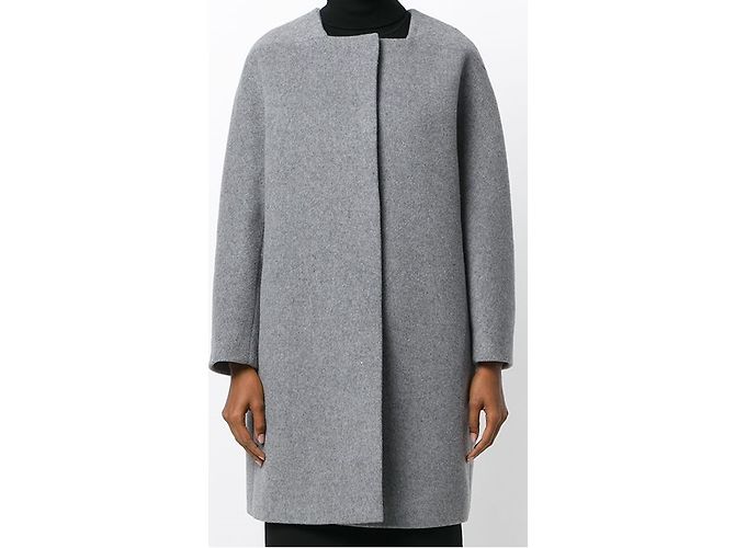 Abrigo PAULE KA COLLAR PIEL PERLA GRIS - vista 5