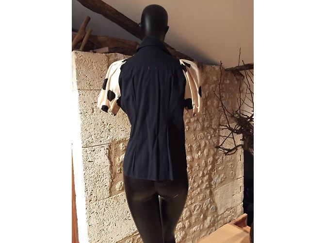 Camicetta Antonio Marras in cotone nero e bianco sporco - vista 5
