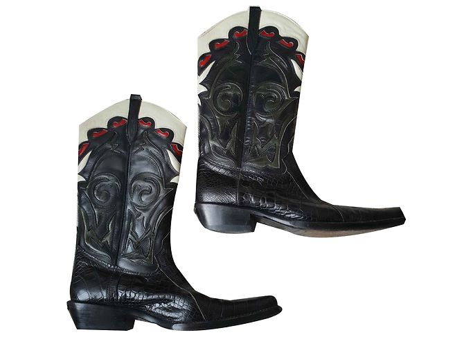 Autre Marque Botas Santiag de piel de reptil negras Negro - vista 2
