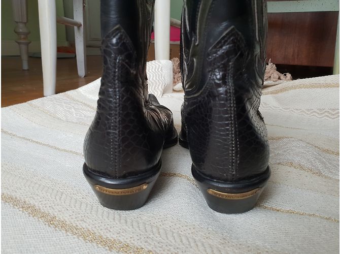 Autre Marque Botas Santiag de piel de reptil negras Negro - vista 4