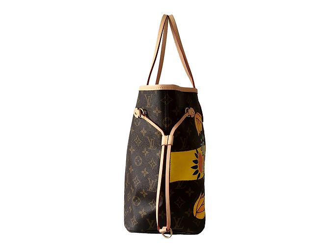 Borsa Louis Vuitton Neverfull MM Chocolate Pelle e Tela Cioccolato - vista 3