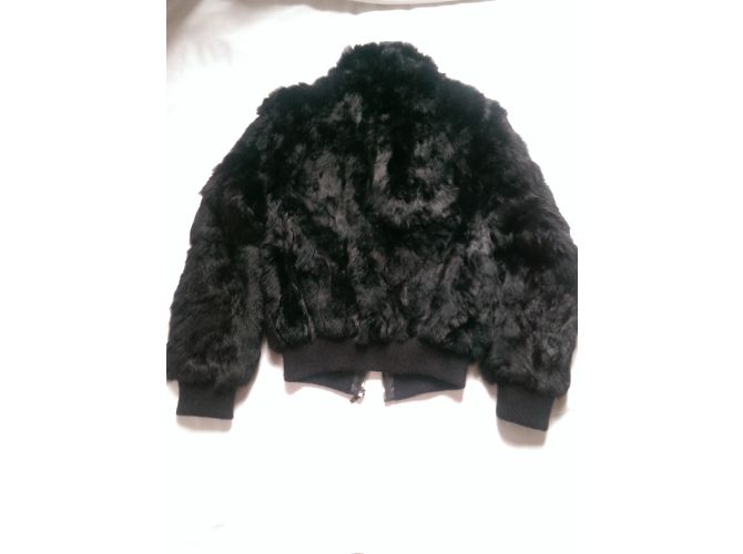 Autre Marque Chaqueta de piel de conejo negra talla 42 Negro - vista 2