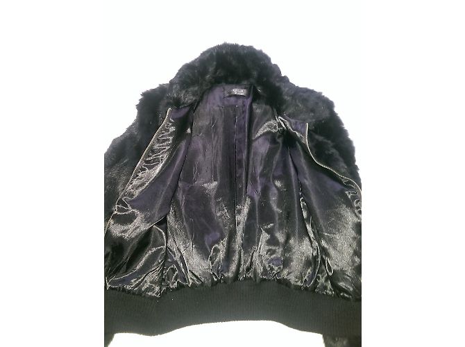 Autre Marque Chaqueta de piel de conejo negra talla 42 Negro - vista 3