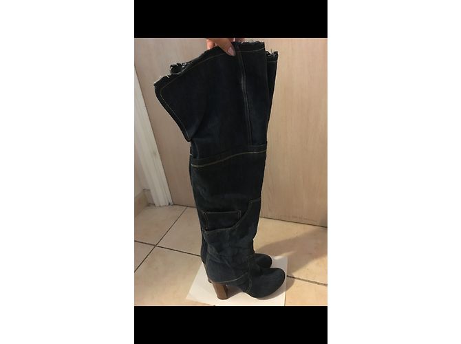 Chanel Botas R-Renzi de Denim Azul Marino - vista 3