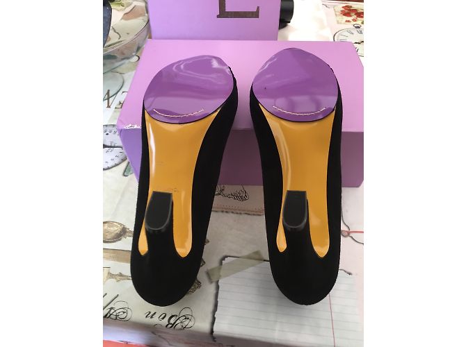 Autre Marque Décolleté Carollina E Espinosa in pelle velluto nera 39 Nero - vista 5