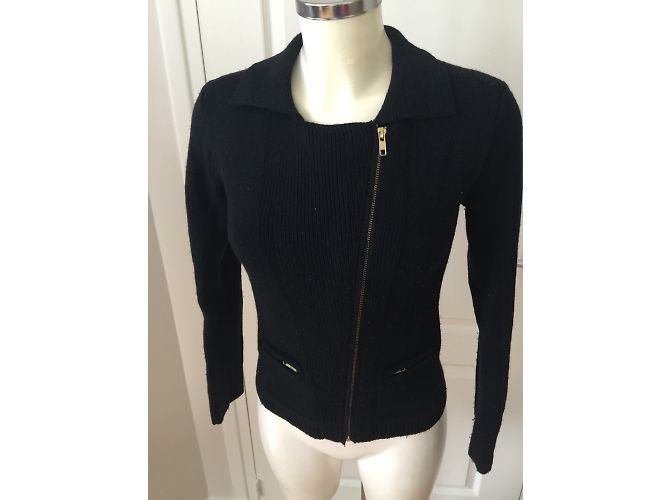 Autre Marque Cardigan tipo bomber Teenflo negro de lana talla S - vista 3