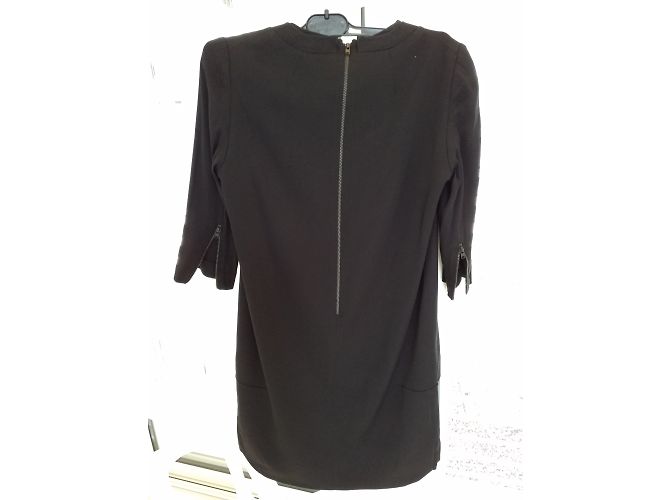 The Kooples Belo vestido bi material de couro e viscose Preto - vista 2