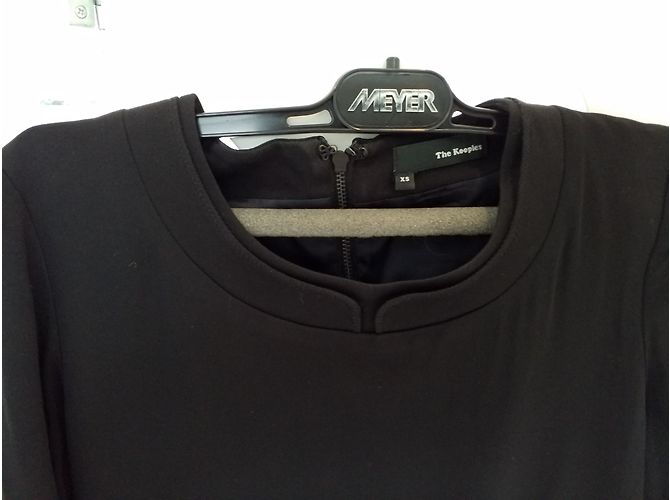 The Kooples Belo vestido bi material de couro e viscose Preto - vista 3