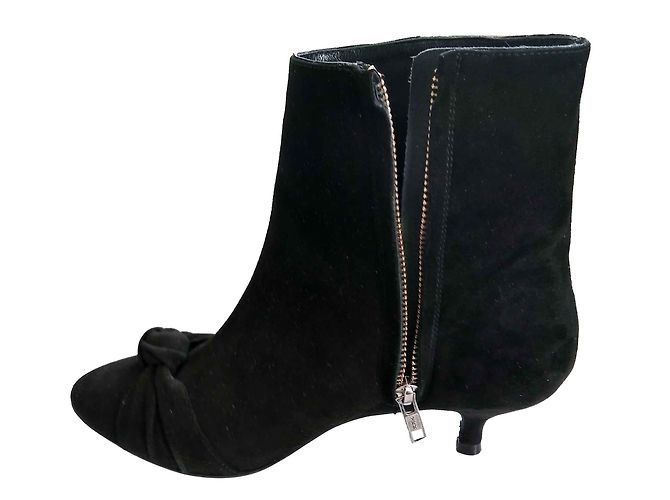 Stivaletti Manoush in pelle velluto nera con fiocco Nero - vista 2