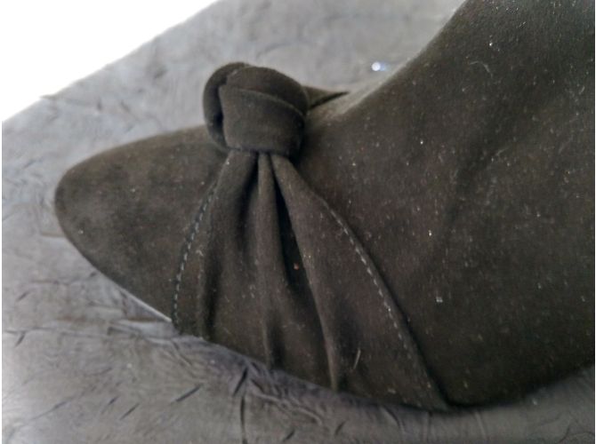Stivaletti Manoush in pelle velluto nera con fiocco Nero - vista 3