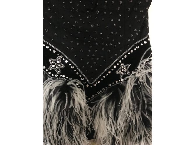 Abito Manoush in cotone blu con piume di struzzo Taglia 42 - vista 2