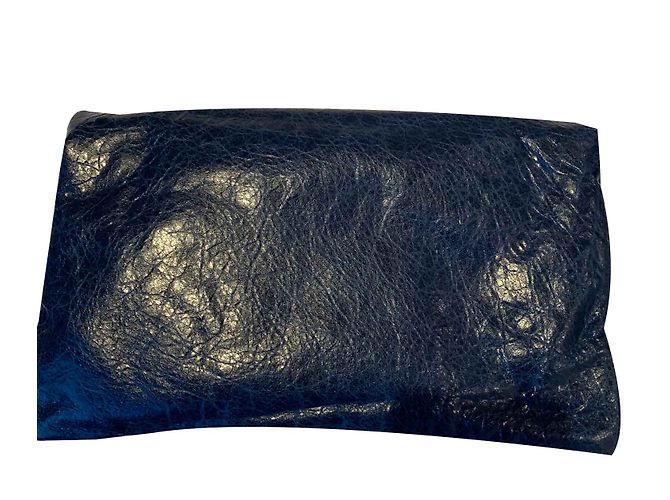 Clutch Balenciaga Envelope Pelle Blu Scuro Oro Metallizzato - vista 2